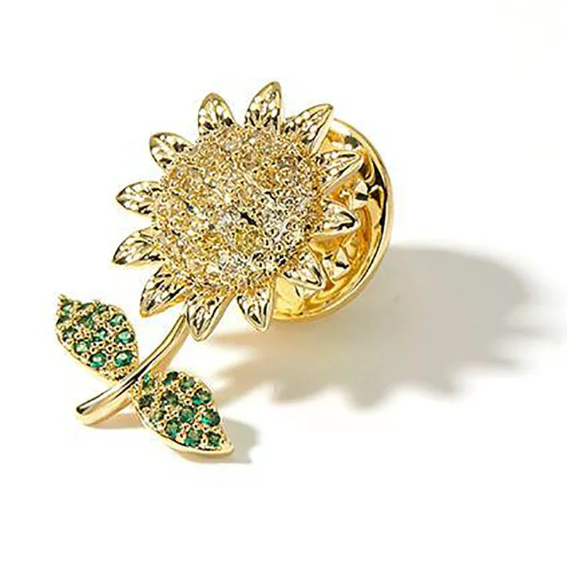 Bowknot Sunflower Rhinestone Crystal Brooch Wedding Dress Up Bouquet Corsage Accessories Party Jewelry Gift