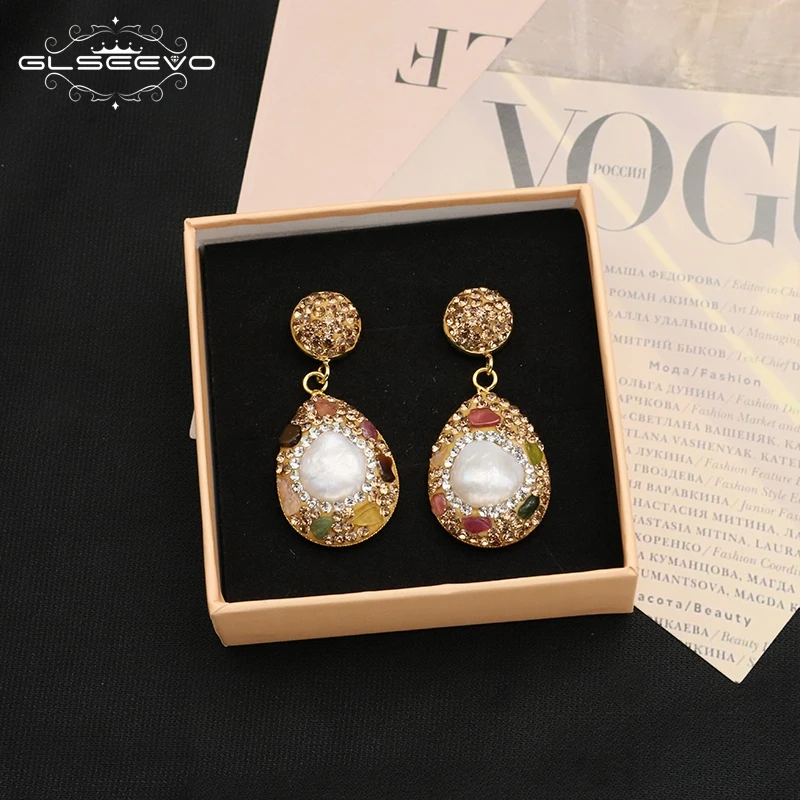 GLSEEVO Delicate Pear CZ Drop Earrings Women Crystal High Quality Versatile Nice Gift Love Fashion Jewelry Daily Party Earrings