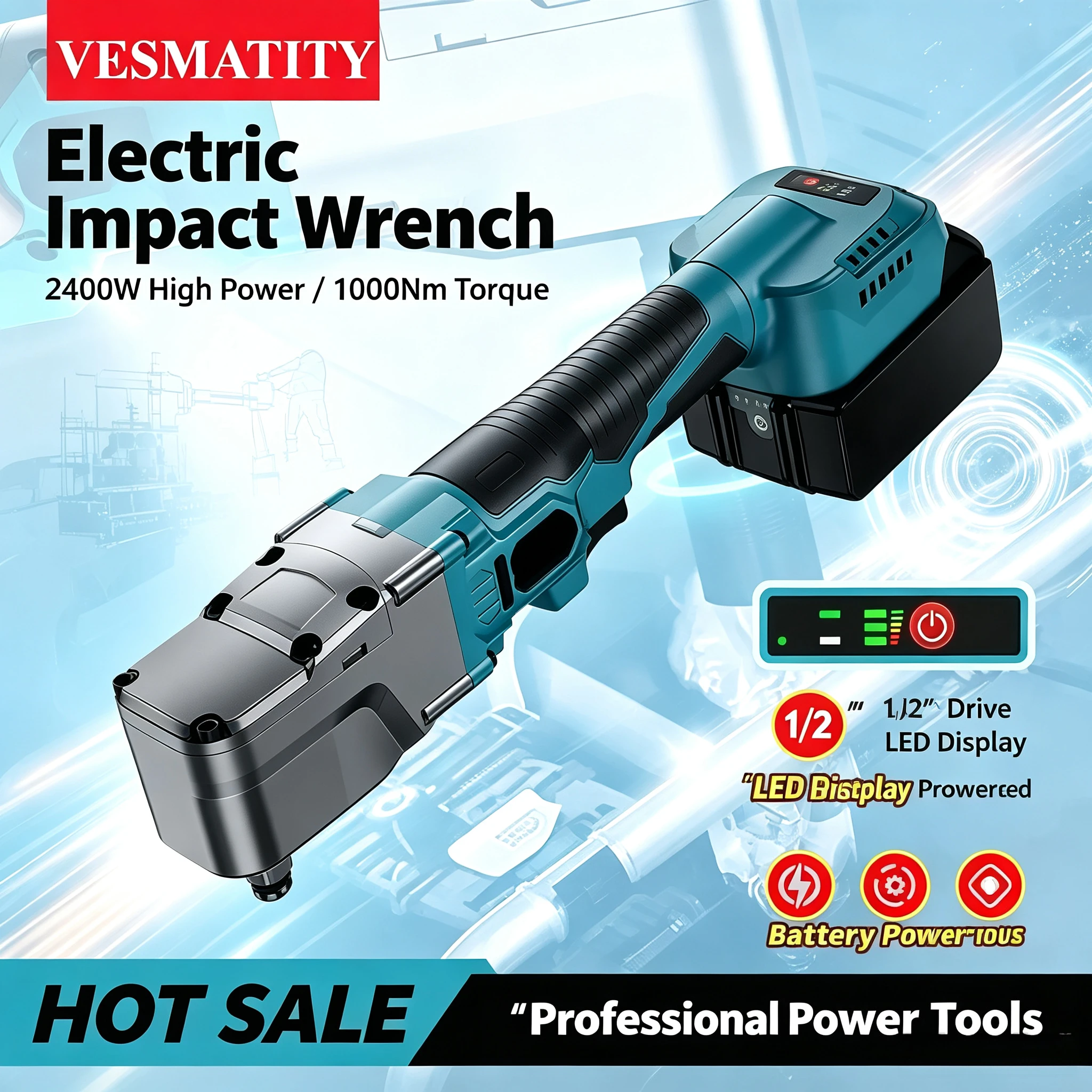Electirc Wrench Cordless Ratchet Wrench Brushless Motor Hand-held Wrench Electric tool  For 18V-20VBattery