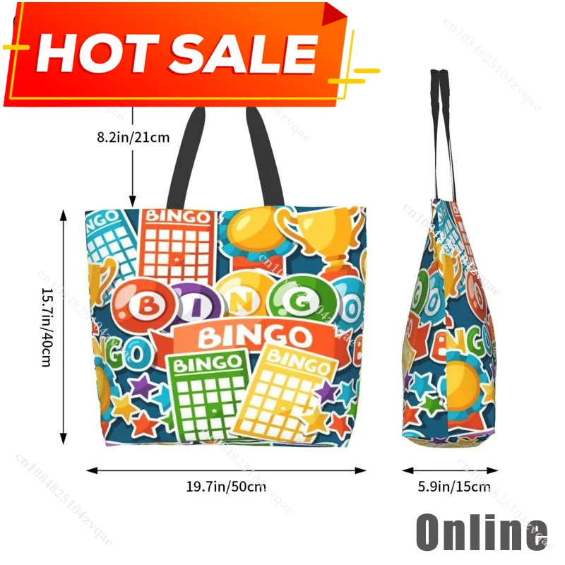 I Love Bingo Game Funny Handbags Shoulder Bags Casual Shopping Girls Tote Bag for Women Folding Reusable Shopping Bags