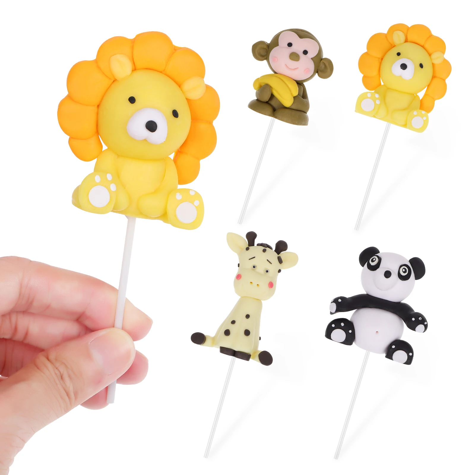 

4pcs Animals Cake Decoration Jungle Theme Birthday Party Supplies Giraffe Cupcake Toppers Zoo Decorations Cake Ornaments