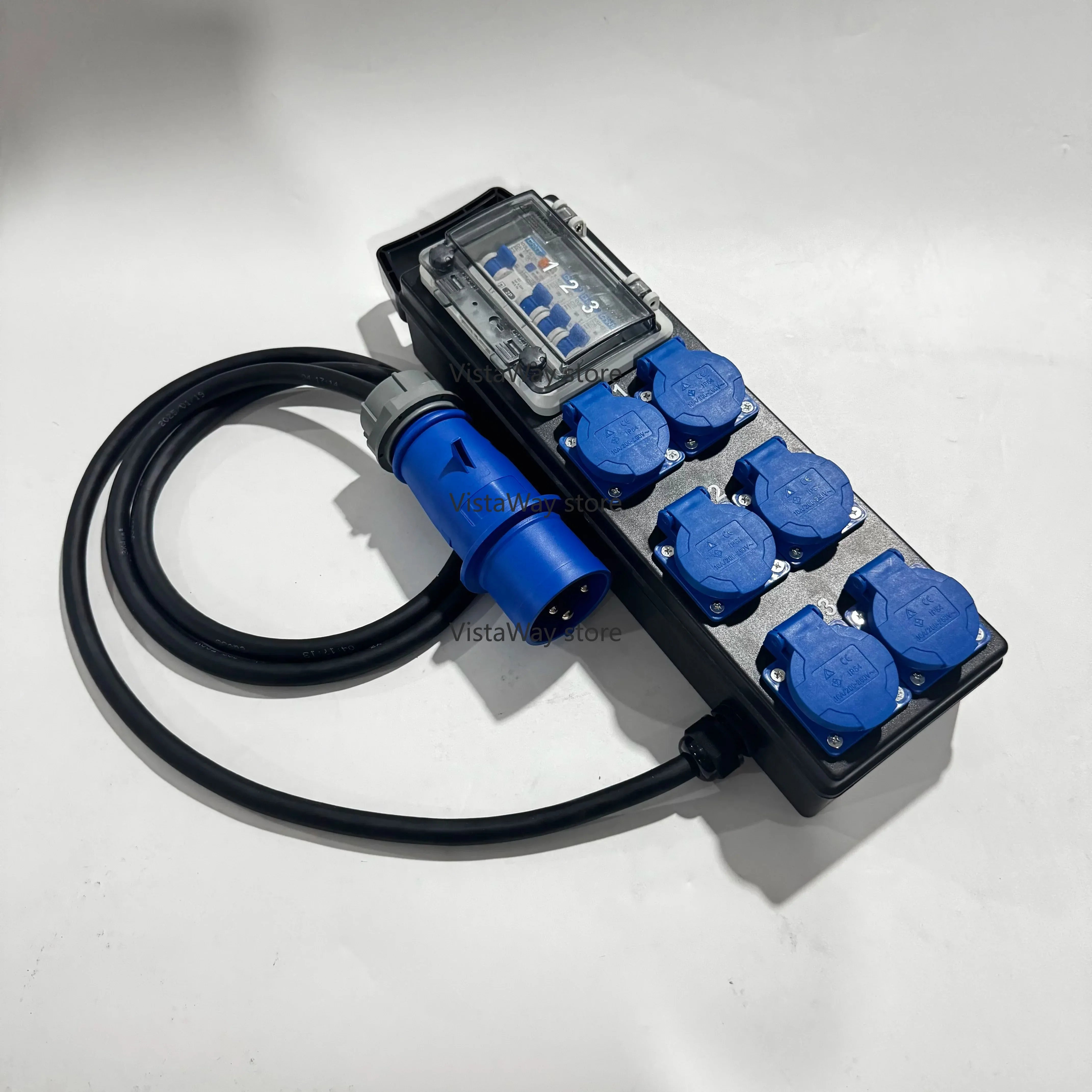 32A Single Phase Stage  o Power Distro Box with 6x16A Schuko German Sockets