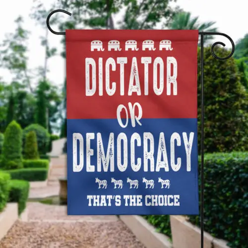 Dictator Or Democracy Double-sided Flag Banner, Vote Blue Save Democracy Flag