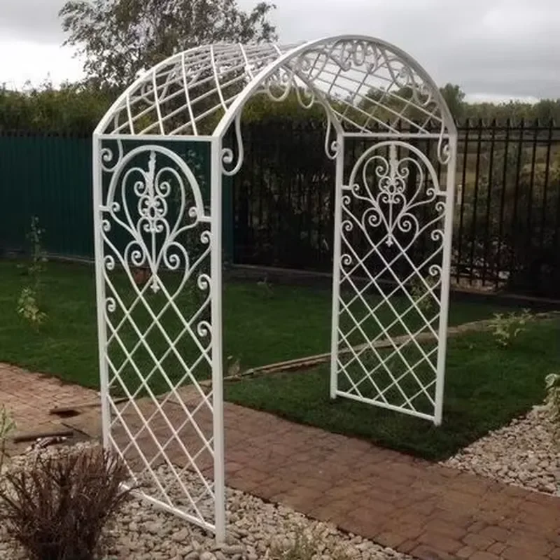 Decorative Iron Garden Arbor Customized Pathway Entrance Optional Screen Feature