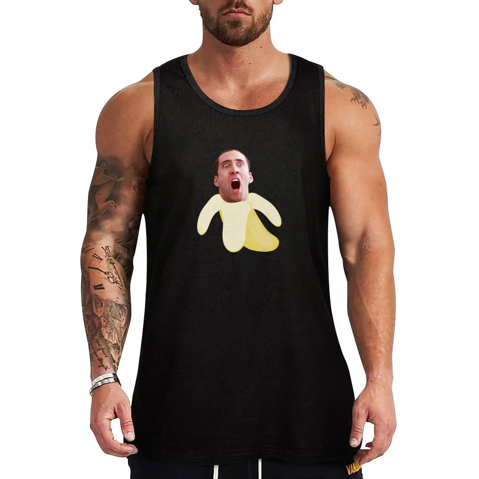 

Nicholas cage banana Tank Top men gym Male clothes Men's clothing brands sleeveless man shirts