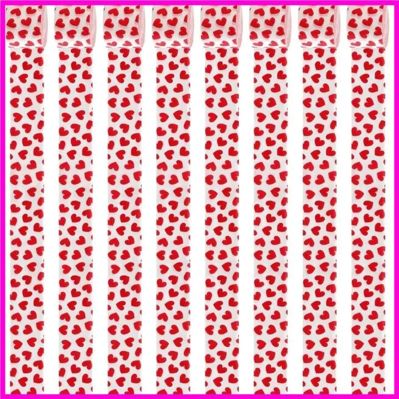 57BE Pack Of 6 Valentines Heart Print Crepe Paper Rolls Colorful Ribbon Wedding Party Decorations Handmade Craft Supplies