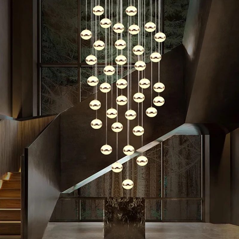 

Minimalist Acrylic Saturn's rings Magic bean Chandelier lustre for Hotel villa living room Ceiling Dimmable Home interior light