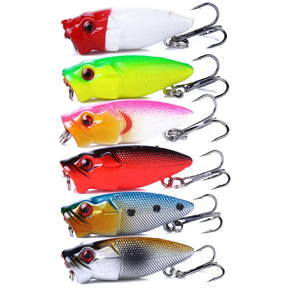 

6PCS 3.5cm/2.7g Wobbler Top Water Popper Fishing Lure Bass Hard Bait Tackle Kit