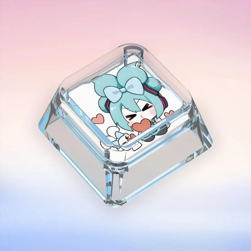 初音ミクのかわいい漫画アニメ周辺機器の二次元表現の個性と単一の透明なメカニカルキーキャップ