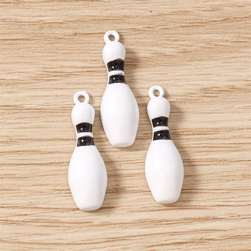 10 Stück 8x25mm lustige Emaille Sport Bowling Charms Anhänger für Schmuckherstellung Halsketten Ohrringe Armbänder DIY Bastelzubehör – Detail 5