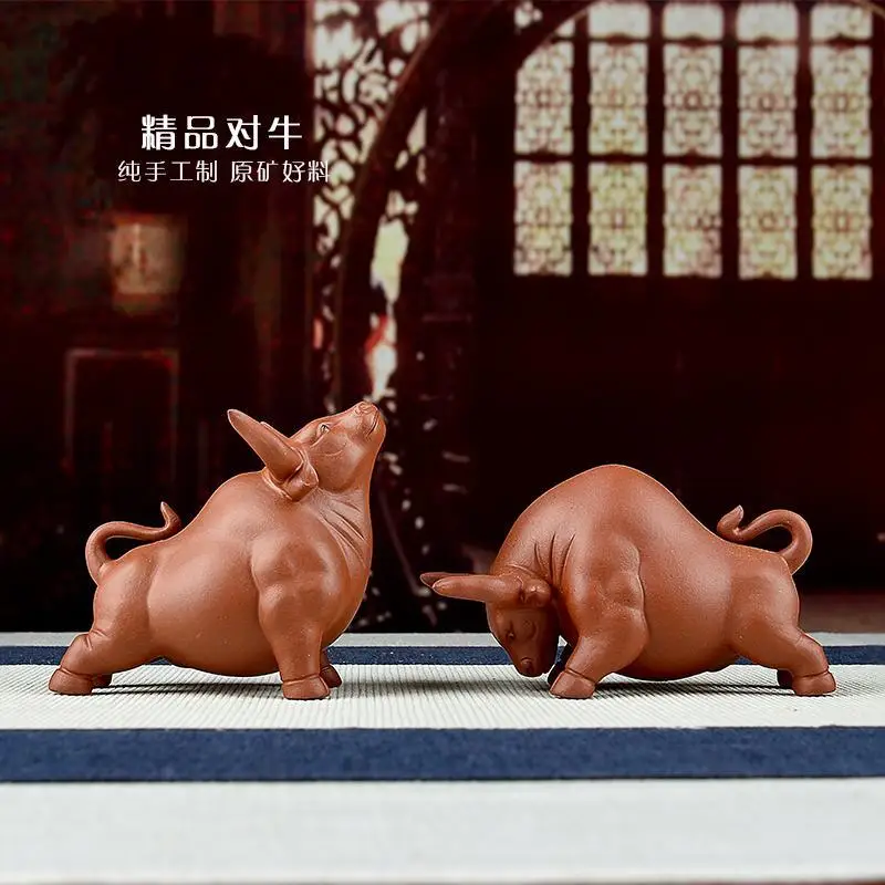 

New Tea Pet Ornament Raw Mineral Purple Clay Water Buffalo Play Sculpture Tray Decorative Gifts For Nourishing