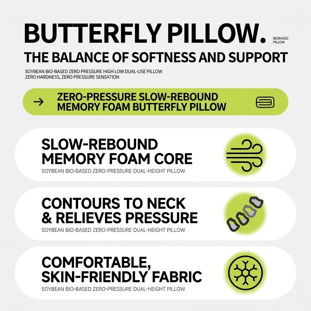 Butterfly Orthopedic Memory Foam Pillow Ergonomic Neck Support Deep Sleep Pillow for Back Side Stomach Sleepers Home Bedding