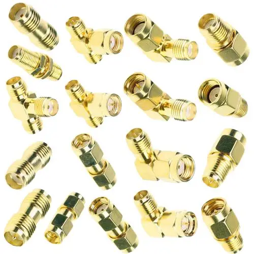 18 Pcs SMA RF Coaxial Connector Adapter Kit Male Female Converter Kit Assortment Set for Router Antenna Testing