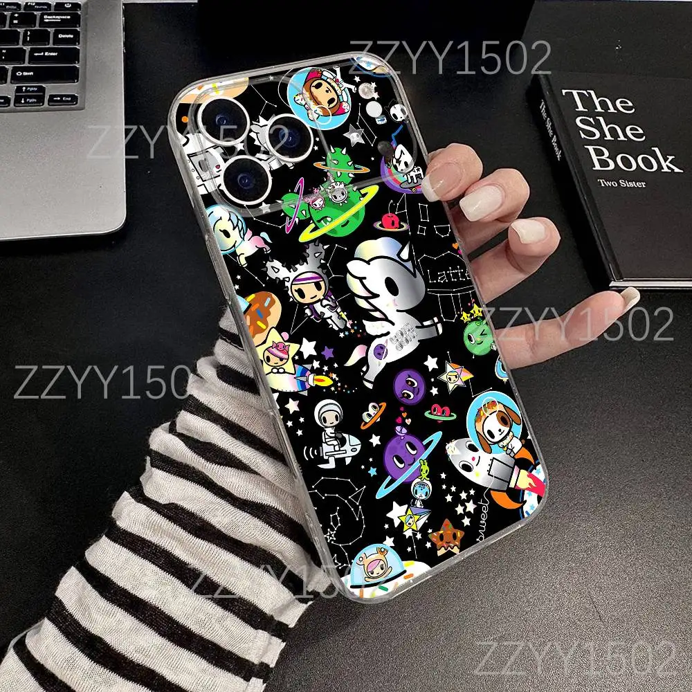 حافظة هاتف T-Tokidokis اليابانية على الموضة لهواتف iPhone 17,16,15,14,13,12,11 Pro,Max,Plus,X,XS,XR,SE4,E Mini شفافة ناعمة