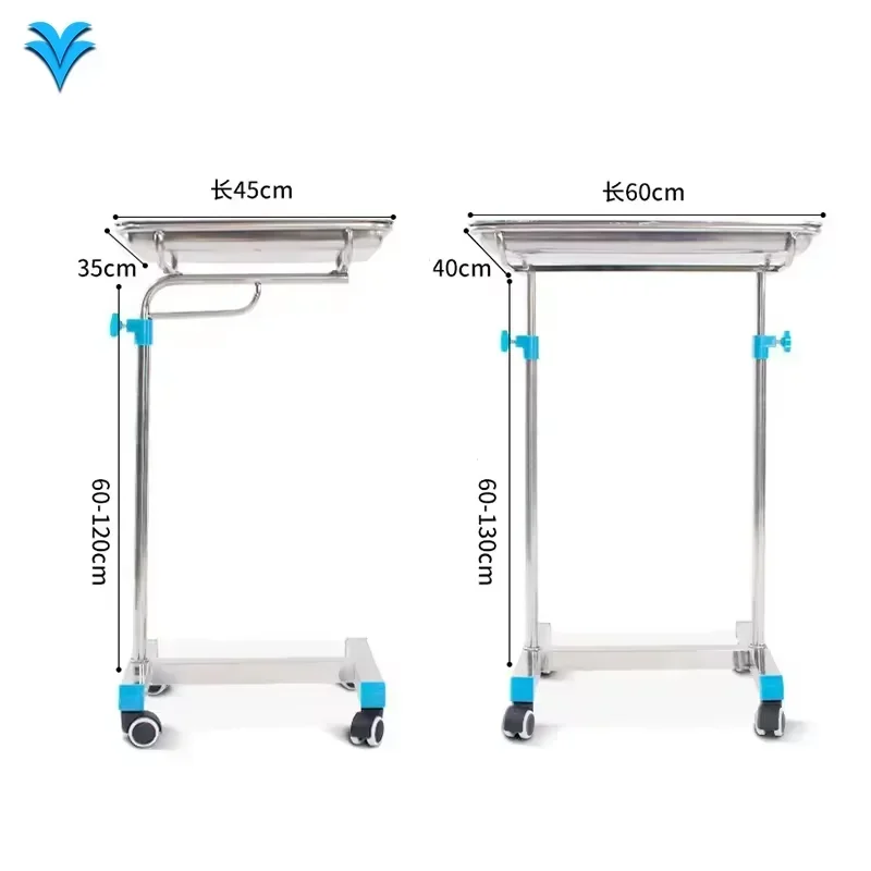 

Medical Tray Modern Stainless Steel Mayo Table Trolley with Wheels for Hospital Clinics Schools