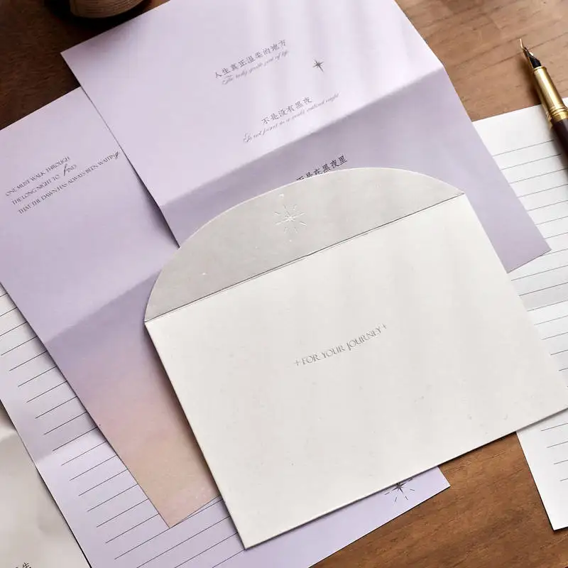 4Pcs Letter Paper +1Pc Envelope +1Pc Seal Sticker Set, Literary Handwritten Letter, Festival Invitation Love Letter Set