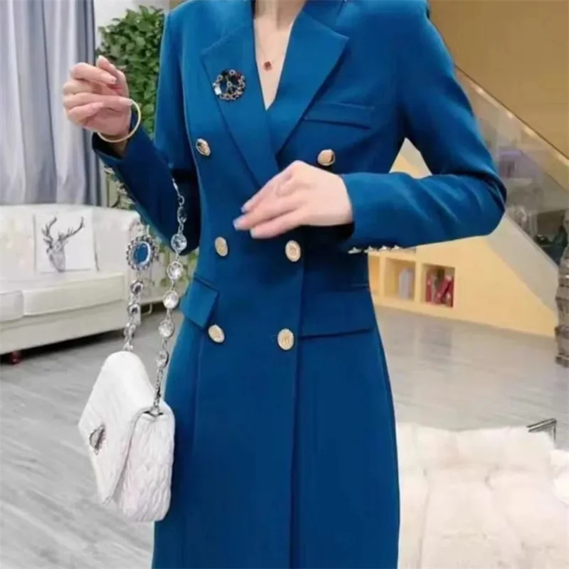 Abito Blazer professionale di fascia alta per le donne In primavera e autunno 2023 nuova tendenza del vestito Trench sottile a maniche lunghe bianco