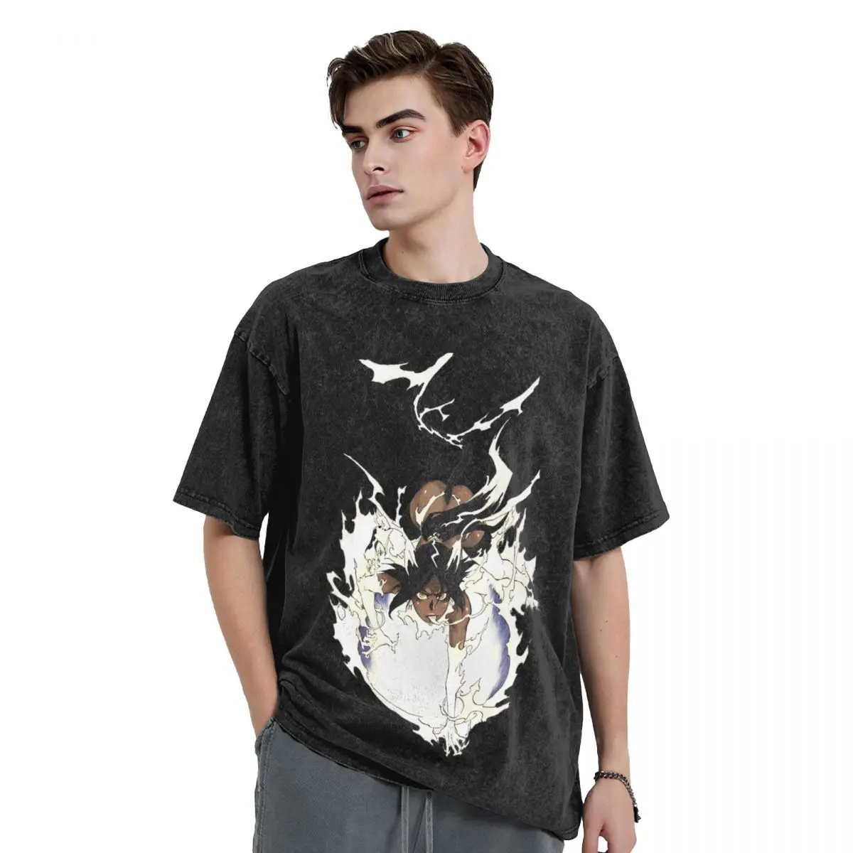 Washed T Shirts Yoruichis Bankai Tybw Cool T-Shirts Street Anime Manga Streetwear Short Sleeve Summer Tops Tee Shirt Men Women