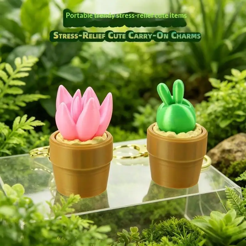 3D Printed  Pot Clicker Keychain Cute Mini Fidget Clicker Toy Portable Stress Relief Keyring EDC Pendant Gift for Kids