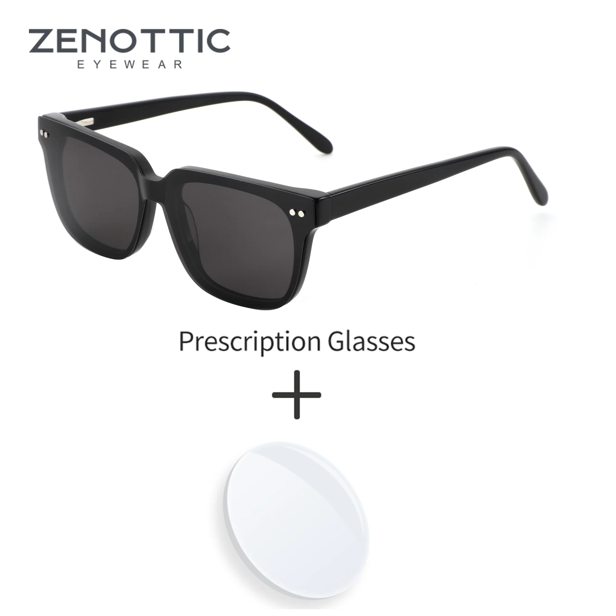 

ZENOTTIC Fashion Square Prescription Sunglasses For Men Handmade Acetate Polarized UV400 Protection Progressive Sun Glasses