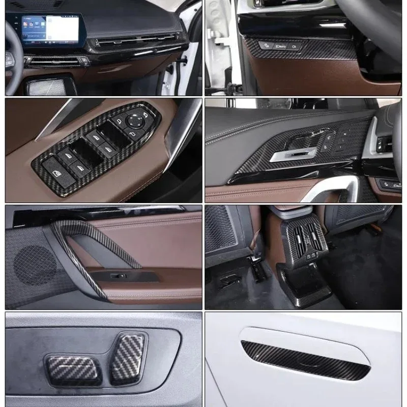 

For BMW X1 iX1 2023-2026 ABS Carbon Fiber Car Gear Shift Glass Lifting Air Outlet Panel Decoration Interior Car Accessories