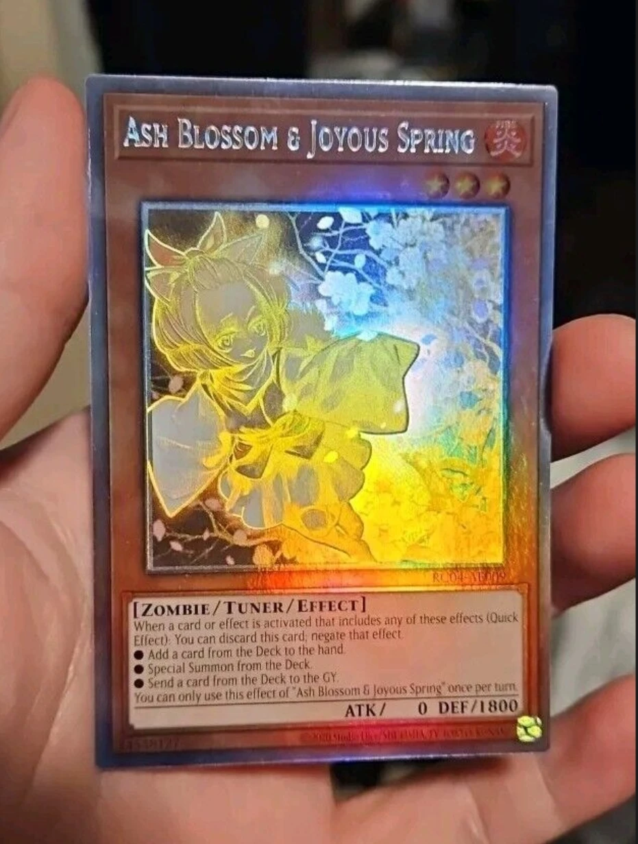 

Yugioh KONAMI Duel Monsters RC04-AE009 Ash Blossom & Joyous Spring Ghost Rare Holographic Asian English Collection Mint Card