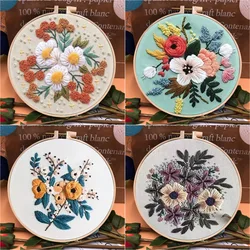 Flower DIY Embroidery Craft Kit Needlework Cross Stitch Set for Beginner Pattern Printed Sewing Art Craft Painting Home Decor