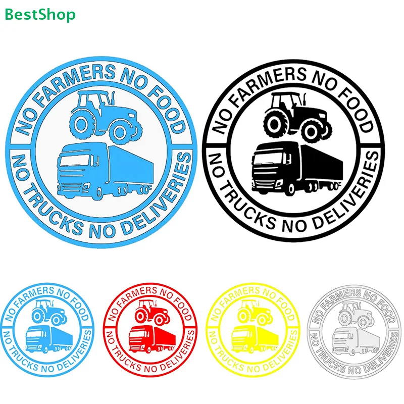 〔R〕No Farmers No Food No Trucks No Deliveries Vinyl Sticker, Personalized Stickers, Heavy-Duty Weatherproof Car Sticker