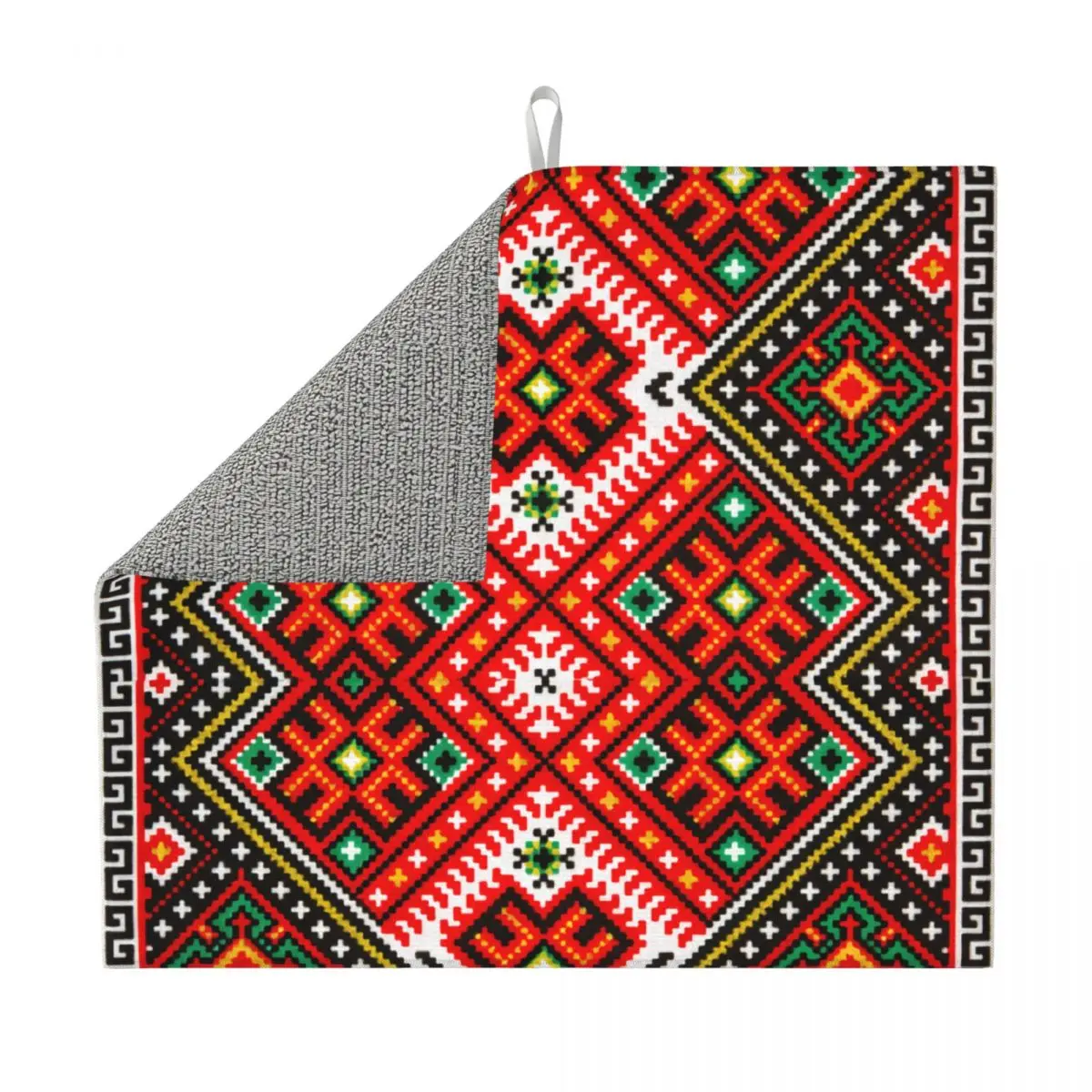 Custom Ukrainian Traditional Embroidery Dish Drying Mat for Kitchen Super Absorbent Microfiber Vyshyvanka Dishes Drainer Pads