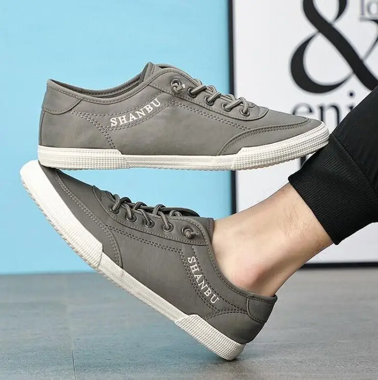 

Size 38-46 Men's Classic Retro Canvas Shoes Lace-Up Breathable Spring Autumn Wear-Resistant Non-Slip Casual Flats Board Shoe