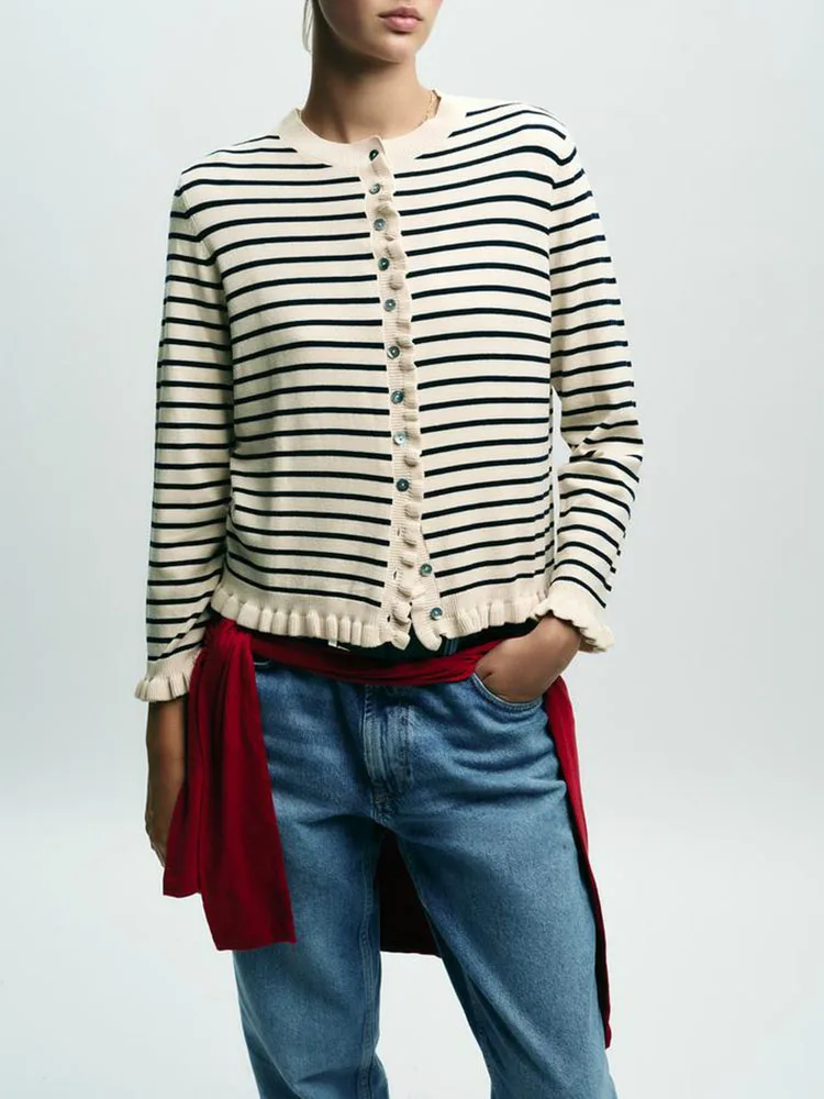 

Новый осенний женский вязаный длинный све, круглая верхняя одежда Ne, многослойное украшение, универсальный открытый кардиган в европейском стиле Faion