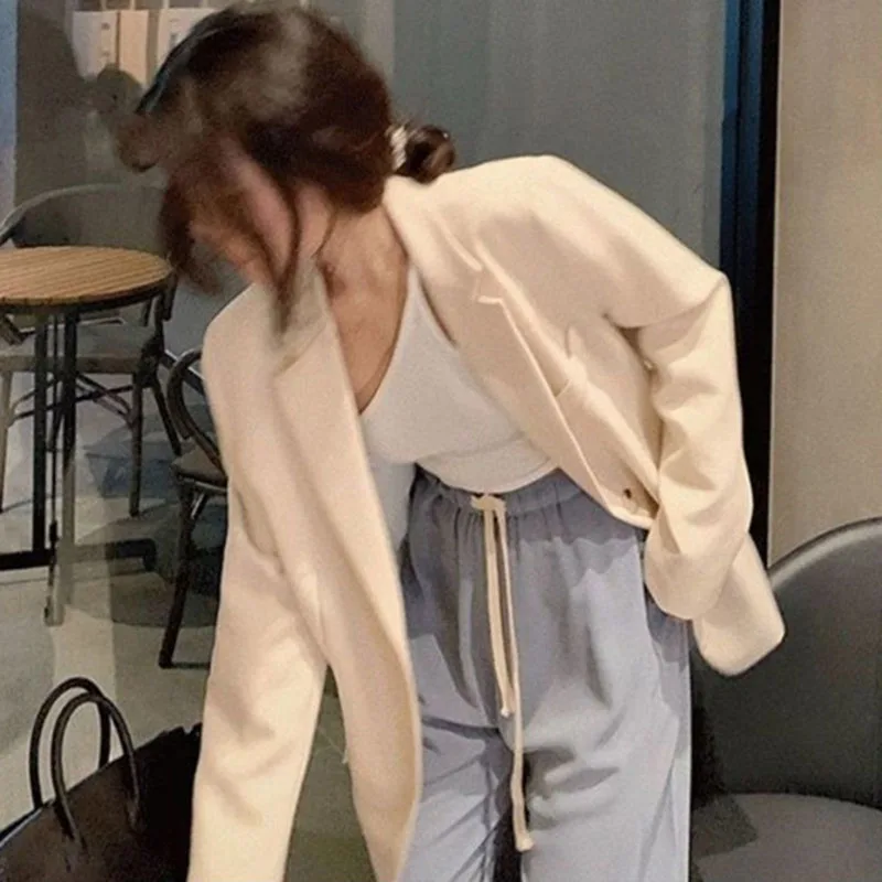 2025年春秋レディースファッションスーツジャケット 上級女性用長袖トップス アウター 韓国風 ファム 新作 無地ブレザーコート