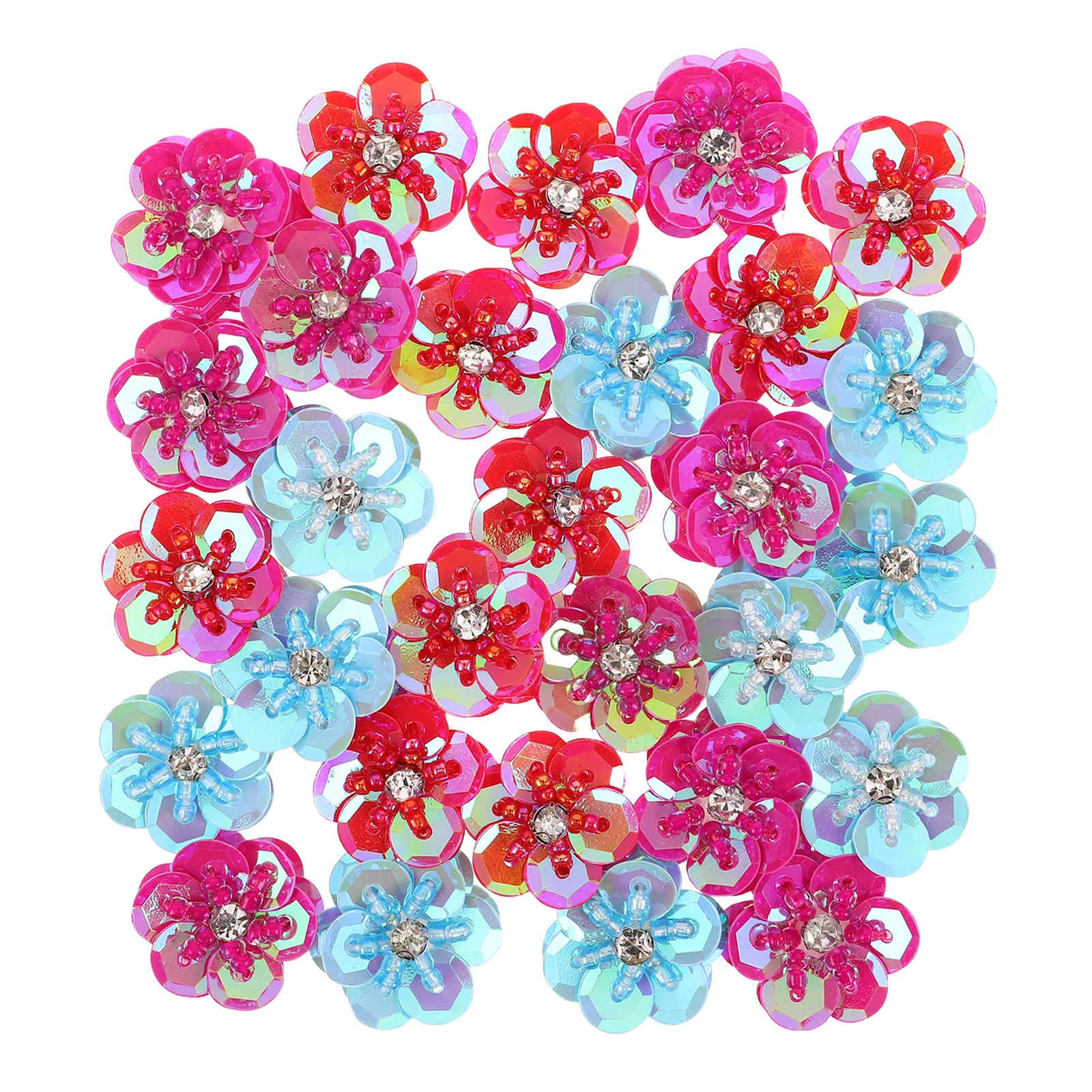 

30pcs Handmade Flower Sequined Appliques Bright Beaded Paillette Patches Sewing Jeans Hats Shoes Decorative Floral Glitter