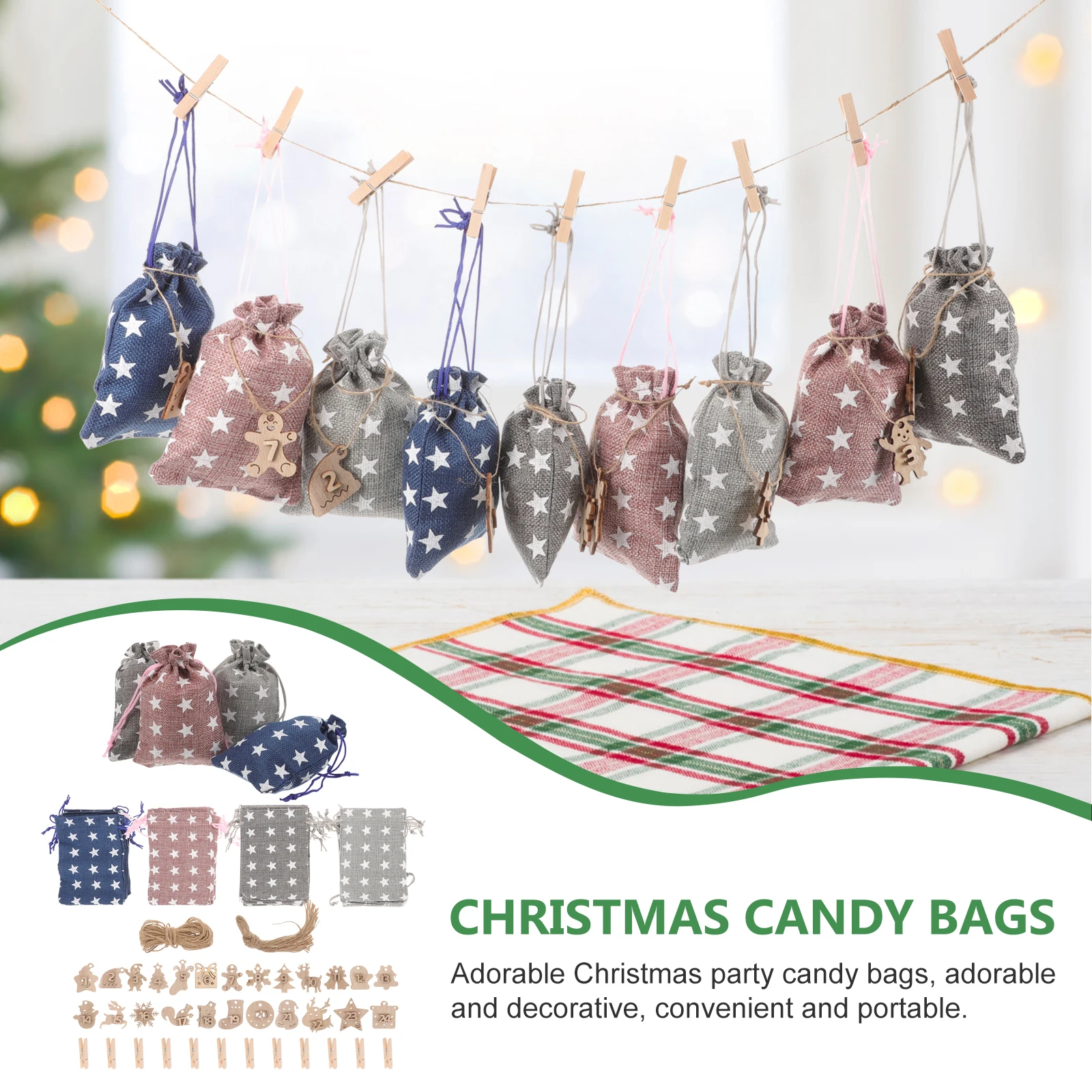 

1 Set Christmas Gift Xmas Treat Bags Candy Storage Cloth Party Favors Drawstring Wrapping Bags Cookie Dessert Packaging Small