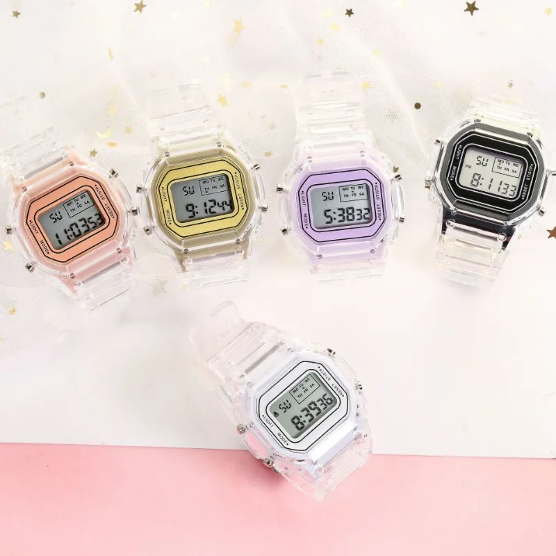 Reloj deportivo Digital de moda, reloj deportivo Digital transparente informal, reloj de regalo para amantes, reloj de pulsera para niños y niños, reloj femenino