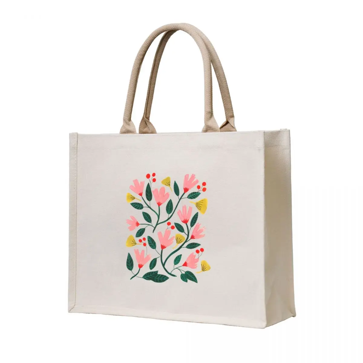 

Pink Floral Pattern Tote Bag bags for women custom canvas bag reusable shopping bags