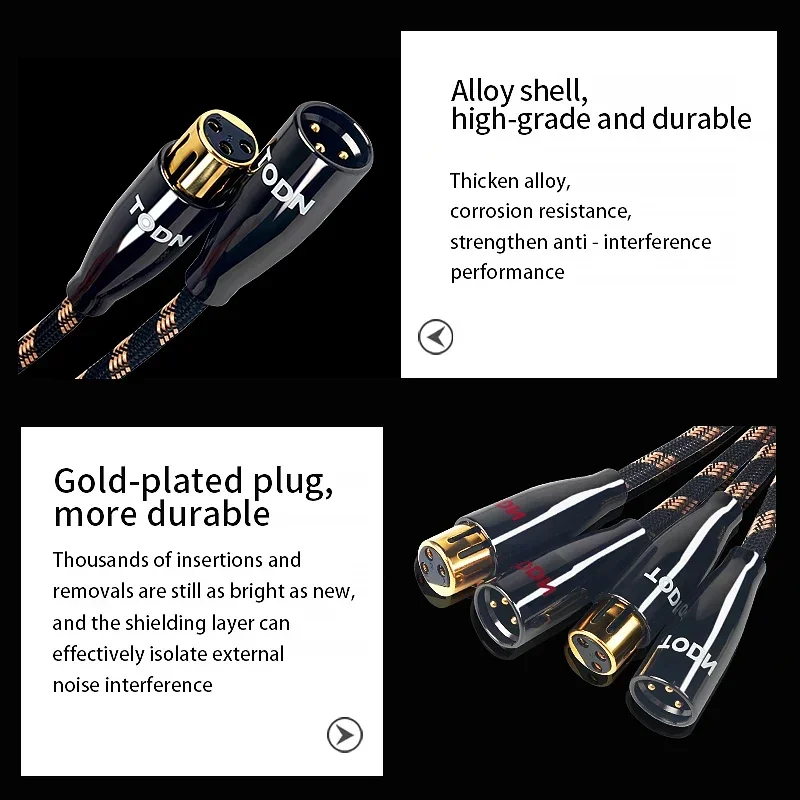 TODN OCC OFC Hifi XLR كابل النايلون مضفر XLR كابل ذكر النحاس إلى أنثى M/F 3Pin جاك تمديد كابل لخلاط الميكروفون