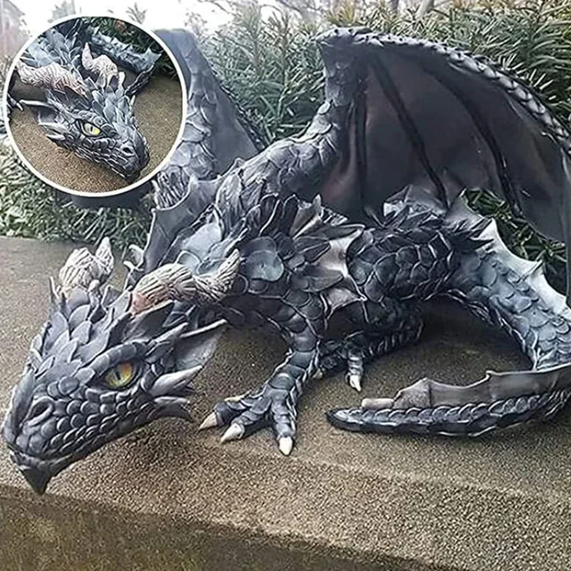 

Big Squatting Dragon Guard Garden Sculpture Resin Decoration Climbing Dragon Garden Decoration Dinosaur Home Furnishings