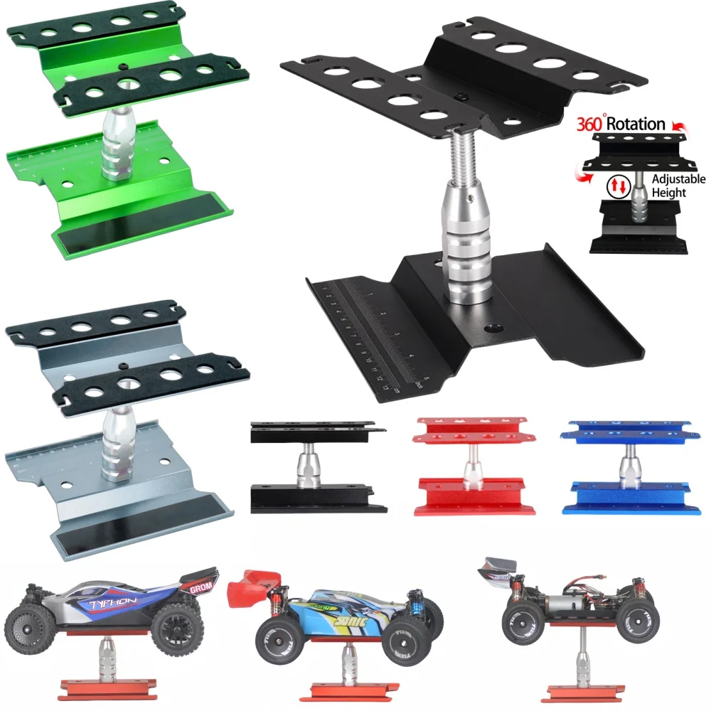 Aluminum Alloy RC Car Work Stand Repair Workstation 360 Degree Rotation Lift Or Lower for 1/8 1/10 1/12 Scale Cars Trucks Buggie