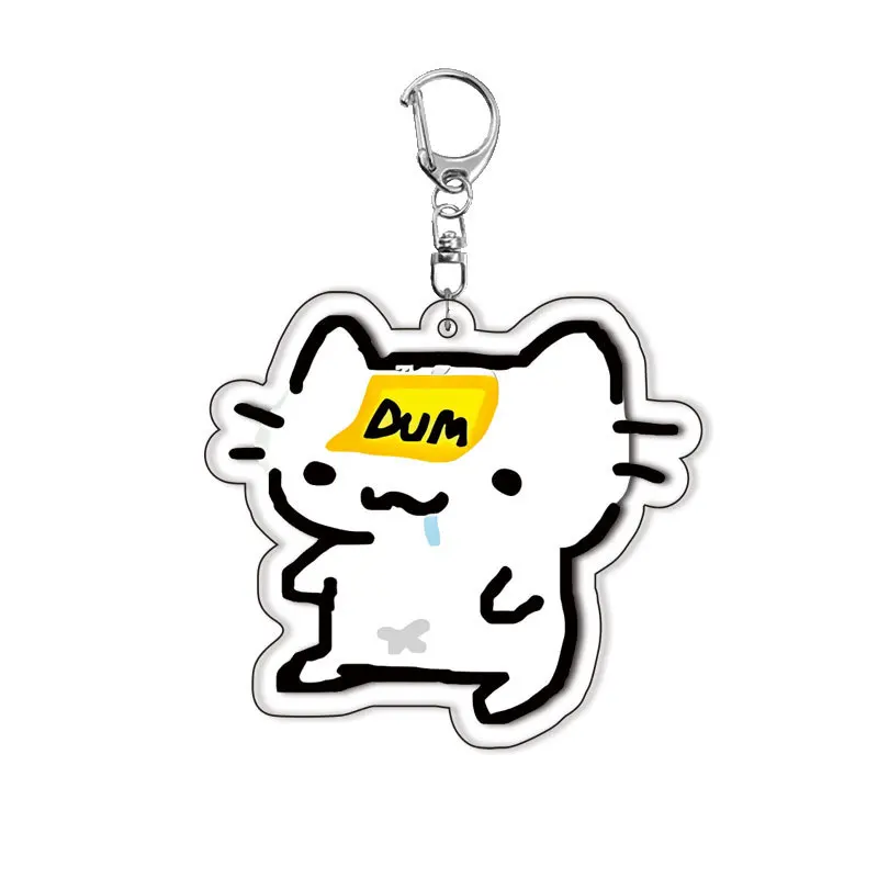 Kawaii Strawberry Joker Cat Acrylic Double Layer Anime Keychain Accessories Bag Key Chain Ring Jewelry Fans Friends Gifts