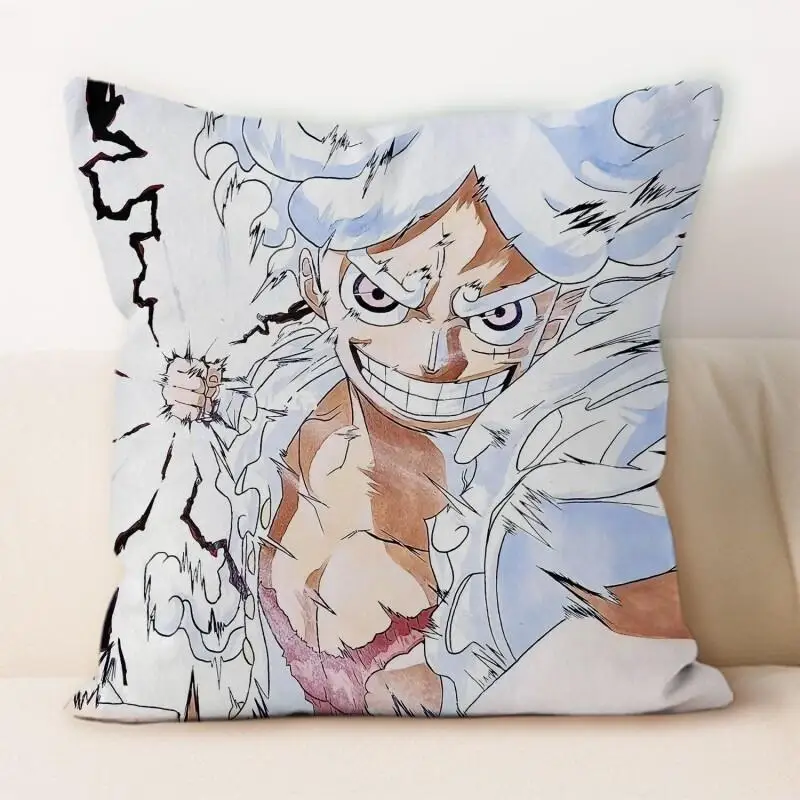 One Piece Hug Pillow Luffy Gear 5 Anime Soft Plush Cushion for Home Sofa Car Office Nap Waist Lumbar Support Decorative Travel