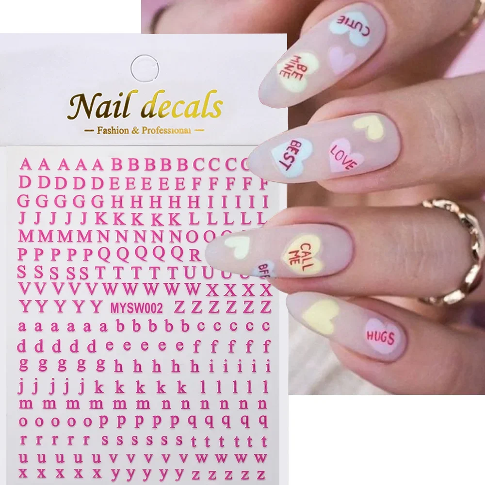 Buy in Bulk Pay One Shipping Fee Only 1 Piece Uppercase Lowercase Colorful English Letters Nail Stickers Laser Decoration