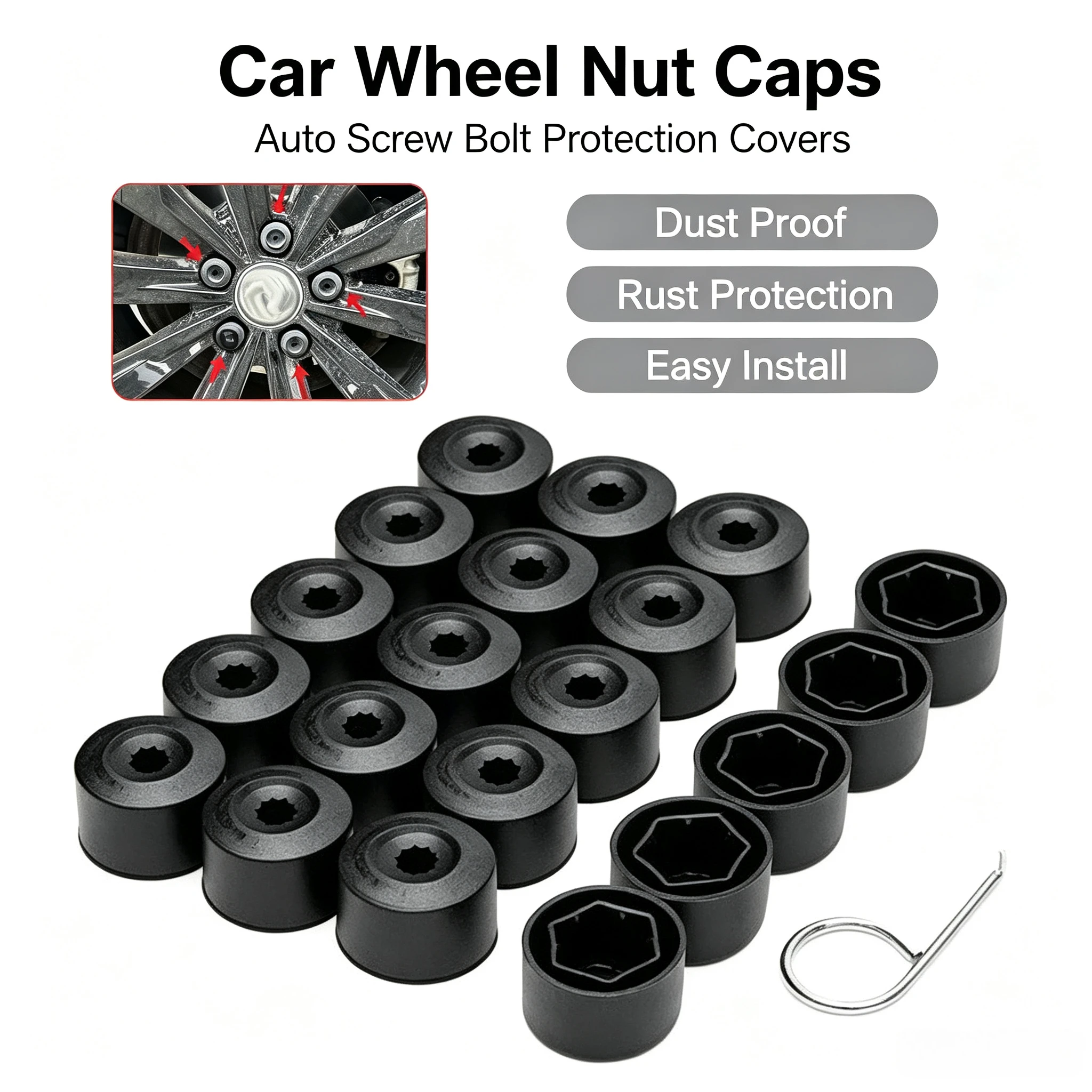 Universal 17mm Auto Wheel Hub Nut Caps Anti‑Corrosion Tire Bolt Screw Protective Decorative Covers Car Exterior Parts