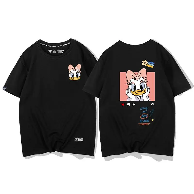 Couple T-shirt 2024 Summer Short-sleeved Donald Duck Joint Pure Cotton Loose Niche Design Daisy Bottoming Shirt Women