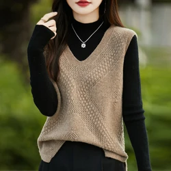 2024 women's cashmere vest knitted vest women's autumn and winter cashmere sweater sleeveless sweater casual pullover vest