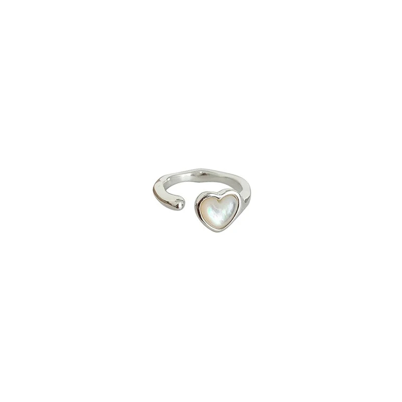 Mewanry Simple Fritillary Heart Opening Ring For Women Fashion Sweet Fashion New Adjustable Jewelry Gift Party Birthday anillos