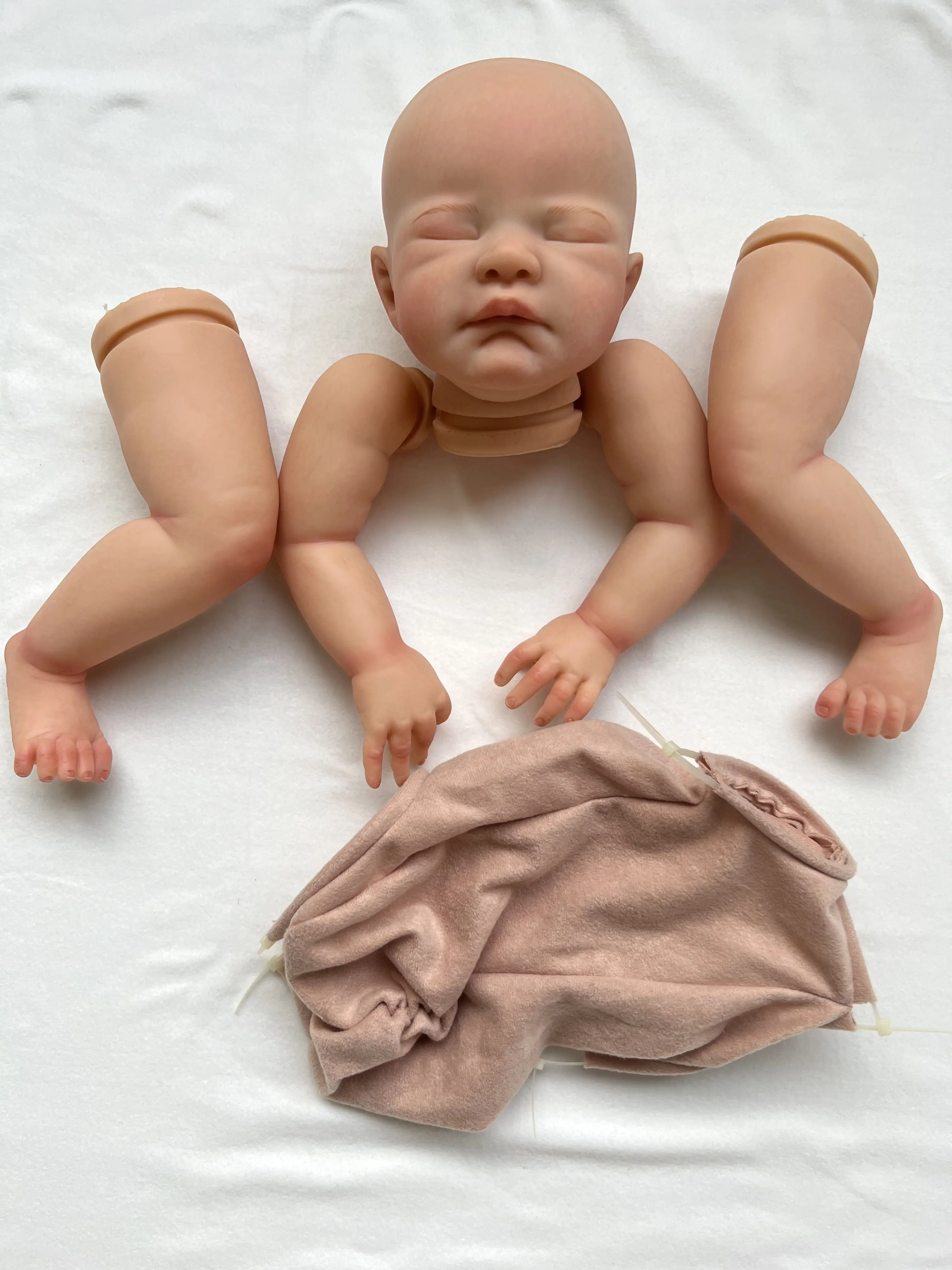 

21inch Already Painted Reborn Doll Parts August Cute Sleeping Baby 3D Painting with Visible Veins Cloth Body Included