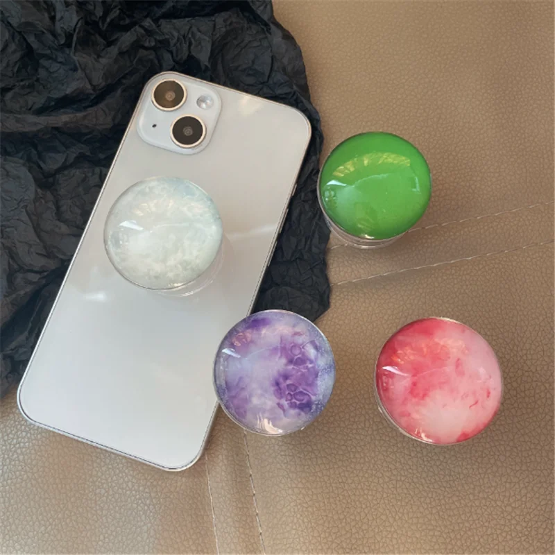 Crystal Circle Agate Pattern Mobile Phone Holder Stand INS Phone Finger Holder Fold Grip Air Sac Ring Mobile Stand Tok Support