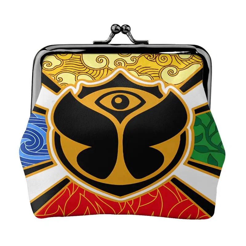 Tomorrowland Leather Coin Purse Belgian Electronic Dance Music Festival Small Kiss-Lock Change Pouch Clasp Closure Buckle Wallet