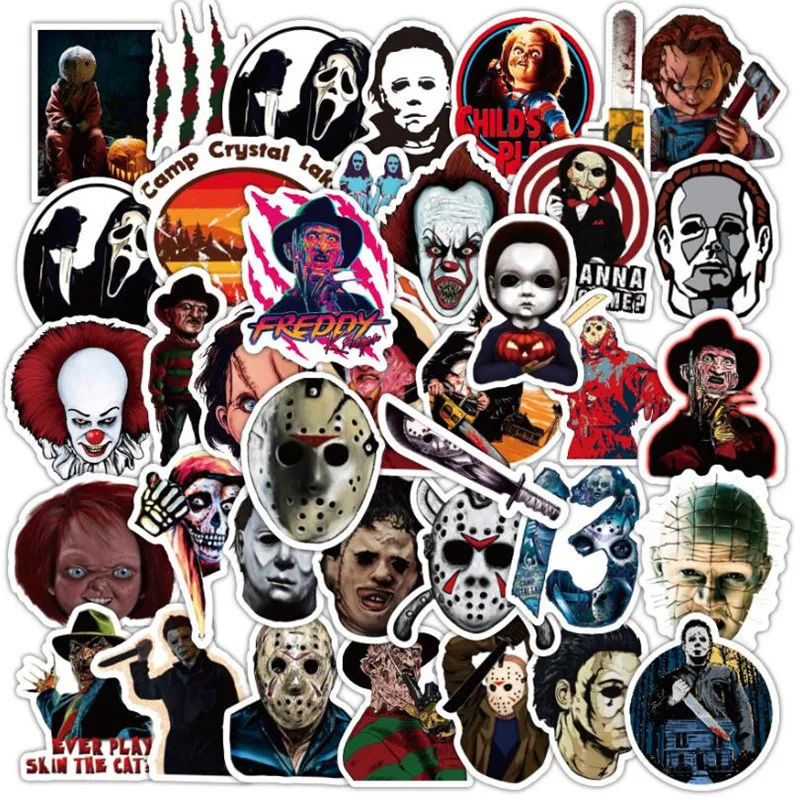 50PCS Thriller Horror Character Cartoon Graffiti Laptop Refrigerator Skateboard Waterproof Sticker Decoration